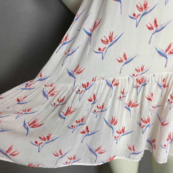 Acacia Dress Cover-Up Floral St. Tropez Birds of Paradise Size Small White Rayon - Picture 9 of 13